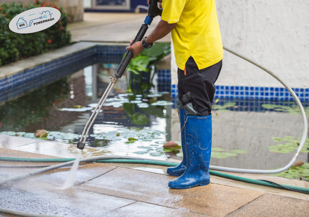 Patio pond power wash Image